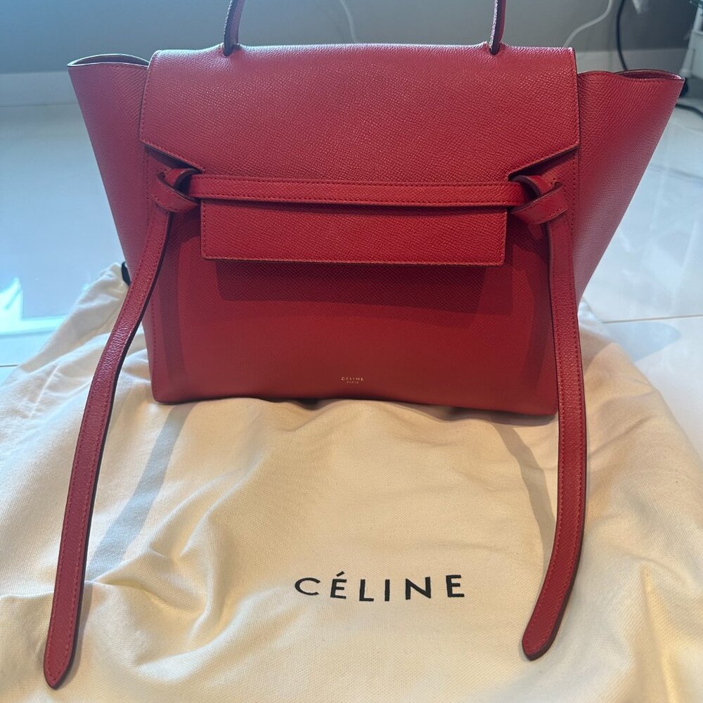 Celine Mini Belt Bag in Coquelicot